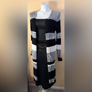 Faded Glory Black and Gray Knit Cardigan NWOT